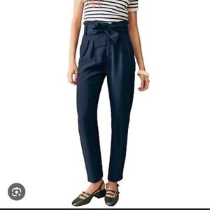 Like new! Mauve by Anthropologie Paper-bag High-Waisted Straight-Leg Pants -Navy